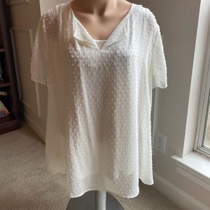 DR2 Ivory Swiss Dot Dressy Top